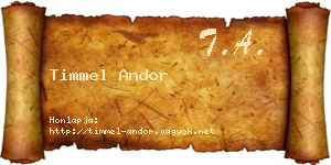 Timmel Andor névjegykártya
